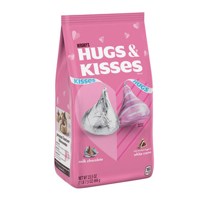 HERSHEY'S HUGS & KISSES Assorted Flavored, Valentine's Day, Candy Bag, 23.5 oz