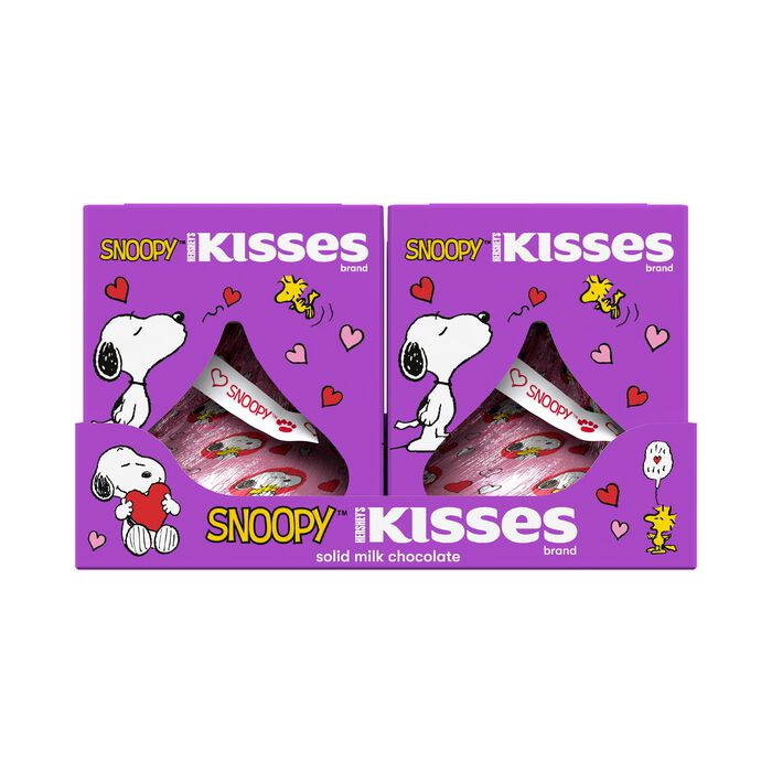 Image of HERSHEY'S KISSES Snoopy&trade; and Friends Solid Milk Chocolate Valentine's Candy Gift Boxes, 1.45 oz (6 Count) Packaging