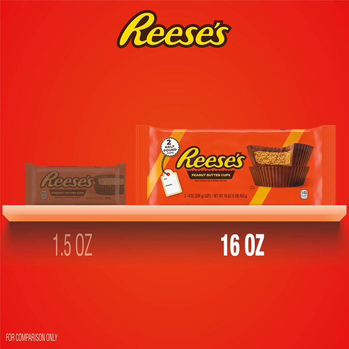 Image of REESE'S World's Largest Peanut Butter Cups 1 lb. Candy Pack Packaging