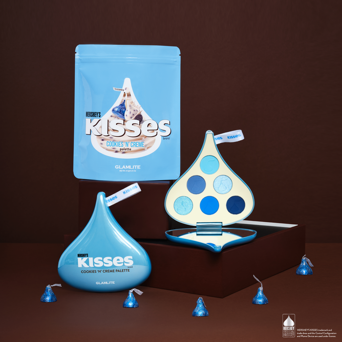 Image of HERSHEY'S KISSES x GLAMLITE COOKIES 'N' CREME Palette Packaging