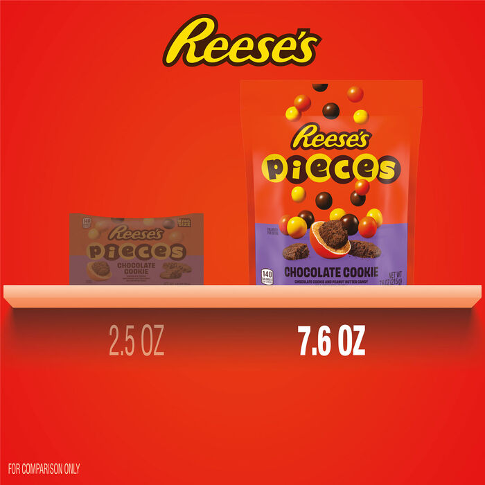 Image of REESE'S PIECES Chocolate Cookie and Peanut Butter in a Crunchy Shell Candy Bag, 7.6 oz Packaging