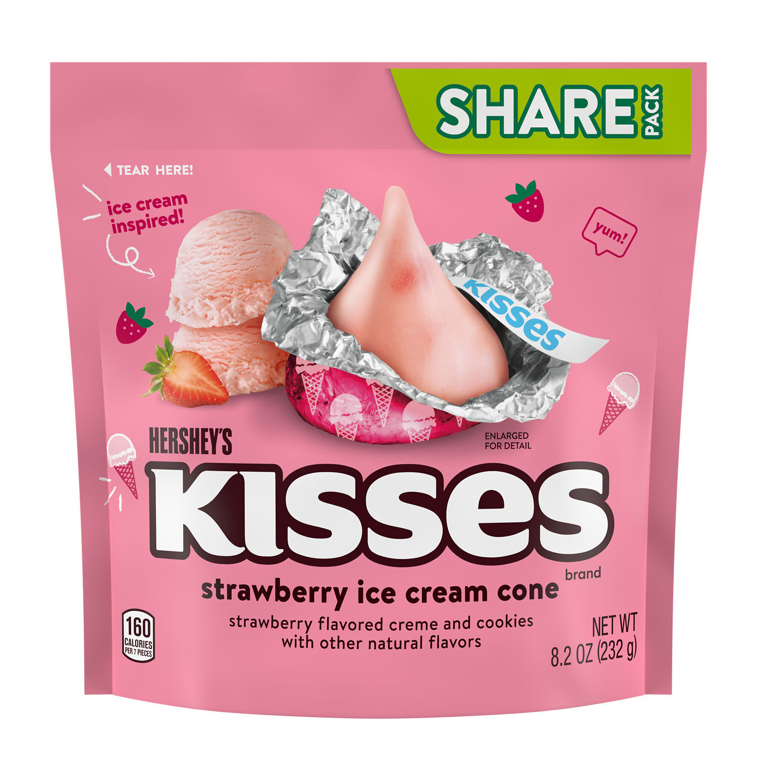 HERSHEY'S KISSES Strawberry Ice Cream Cone Flavored Candy Share