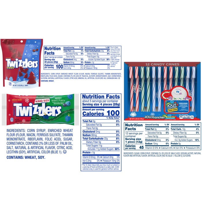 Image of TWIZZLERS and JOLLY RANCHER Assorted Holiday Gift Basket, 37.38 oz Candy Packaging