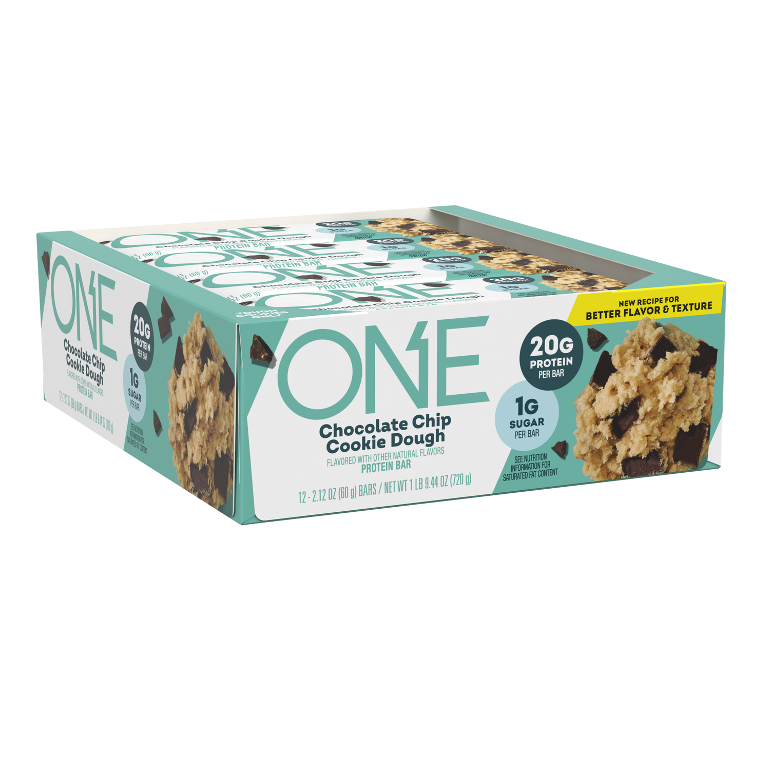 ONE Chocolate Chip Cookie Dough Flavored Protein Bars, 2.12 oz (12