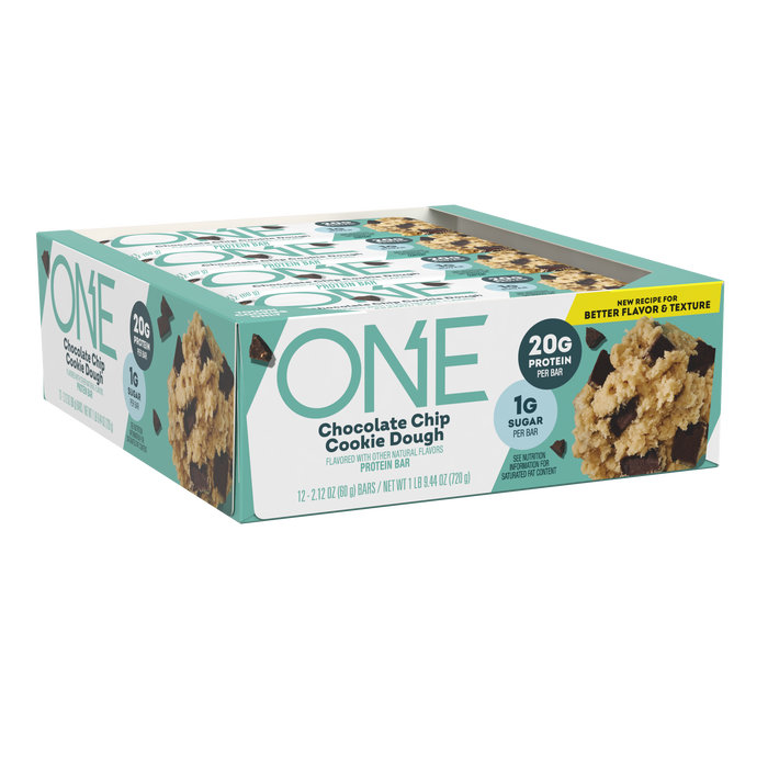 Image of ONE Chocolate Chip Cookie Dough Flavored Protein Bars, 2.12 oz (12 Count) Packaging