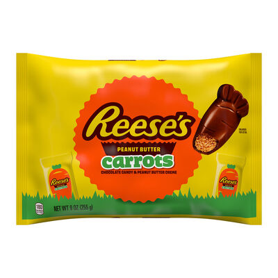REESE'S Chocolate Peanut Butter Creme Carrots, Easter Candy Bag, 9 oz