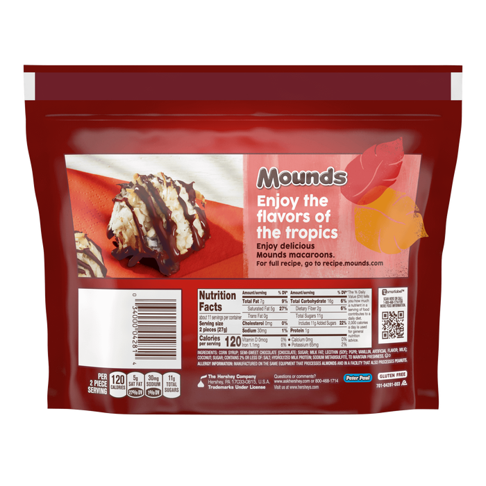 Image of MOUNDS Dark Chocolate Coconut Miniatures 10.30oz Candy Bag Packaging