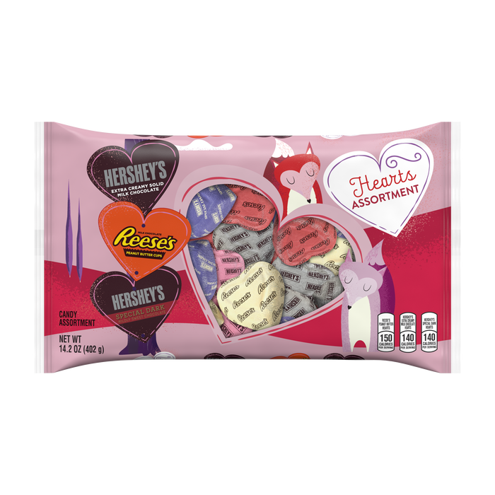 Image of Valentines Hershey's and Reese's Heart Assortment 15 oz. bag Packaging