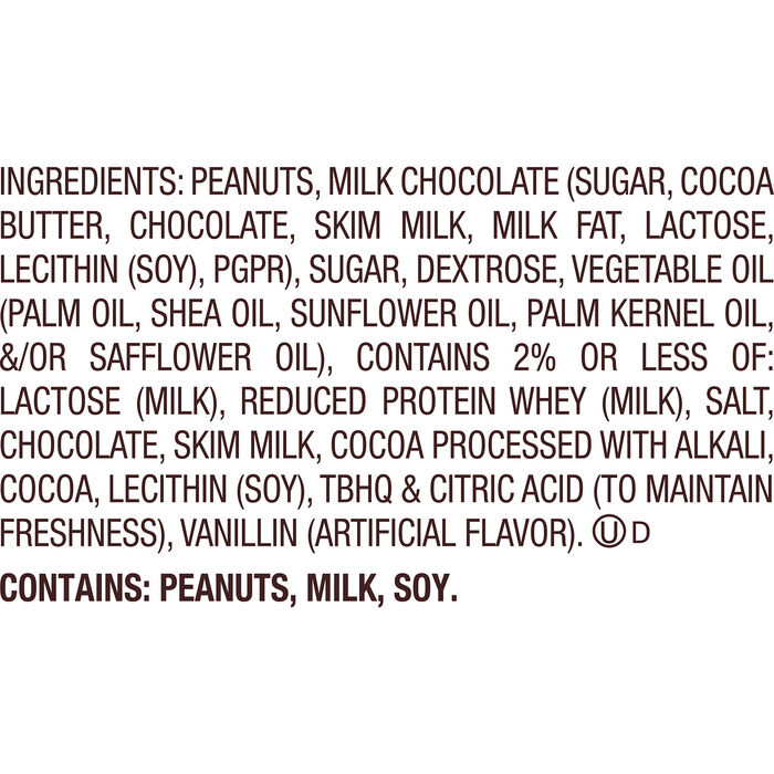 Image of REESE'S Milk Chocolate Snack Size Peanut Butter Hearts, Valentine's Candy Gift Box, 28.8 oz Packaging