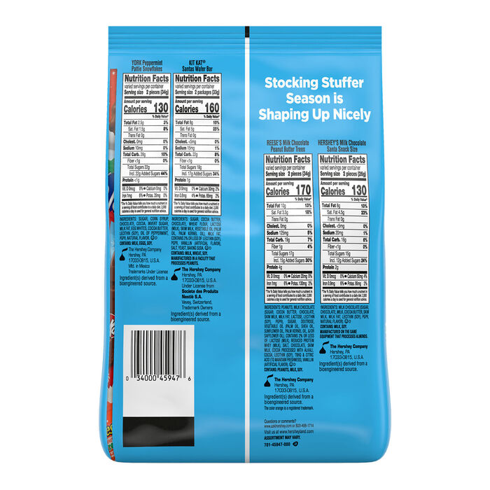 Image of Hershey Assorted Flavors Christmas Candy Bulk Bag, 32.45 oz Packaging