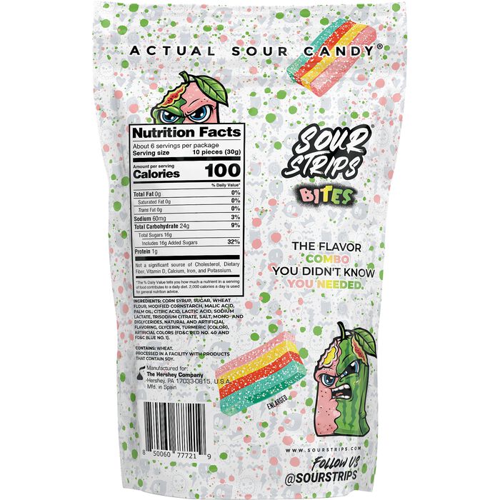 Image of Sour Strips Melonade Bites Candy Bag, 6.35oz Packaging