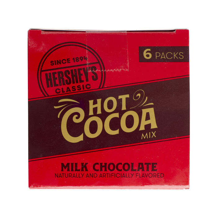 Image of HERSHEY'S Milk Chocolate Hot Cocoa Mix, 0.88oz (6 Count) Packaging