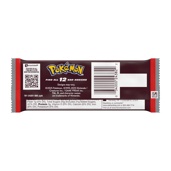Image of HERSHEY'S Milk Chocolate Pokémon Candy Bars, 1.55 oz (36 Count) Packaging