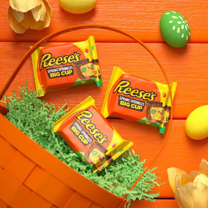 Image of REESE'S Big Cup with Sprinkles Milk Chocolate Peanut Butter Cup, Easter Candy Packs, 1.3 oz (16 Count) Packaging
