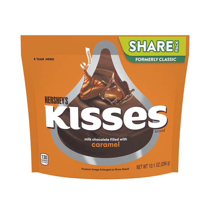 Image of KISSES Milk Chocolates Filled with Caramel, 10.1 oz. bag Packaging