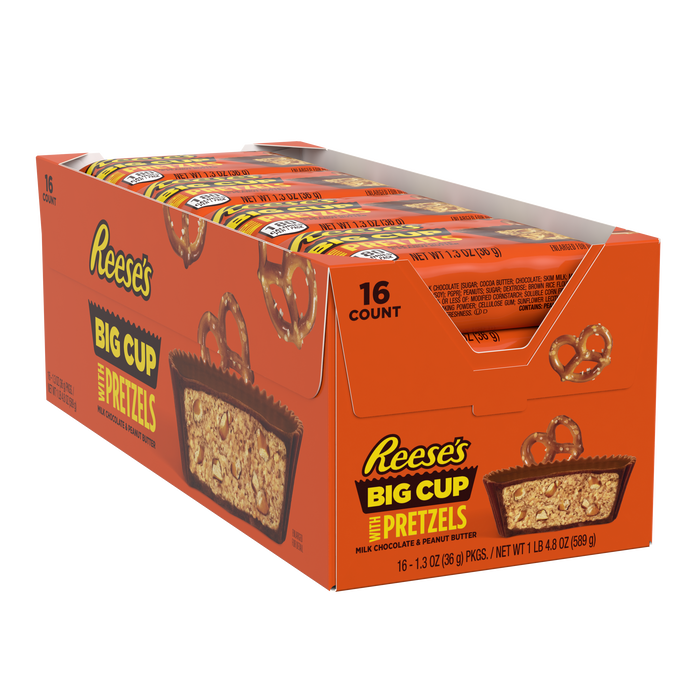 Image of REESE'S Big Cup with Pretzels Milk Chocolate Peanut Butter Cup, 1.3 oz Packaging