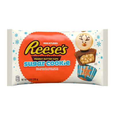 REESE'S Sugar Cookie Milk Chocolate Peanut Butter Miniature Cups, Christmas Candy Bag, 9.9 oz