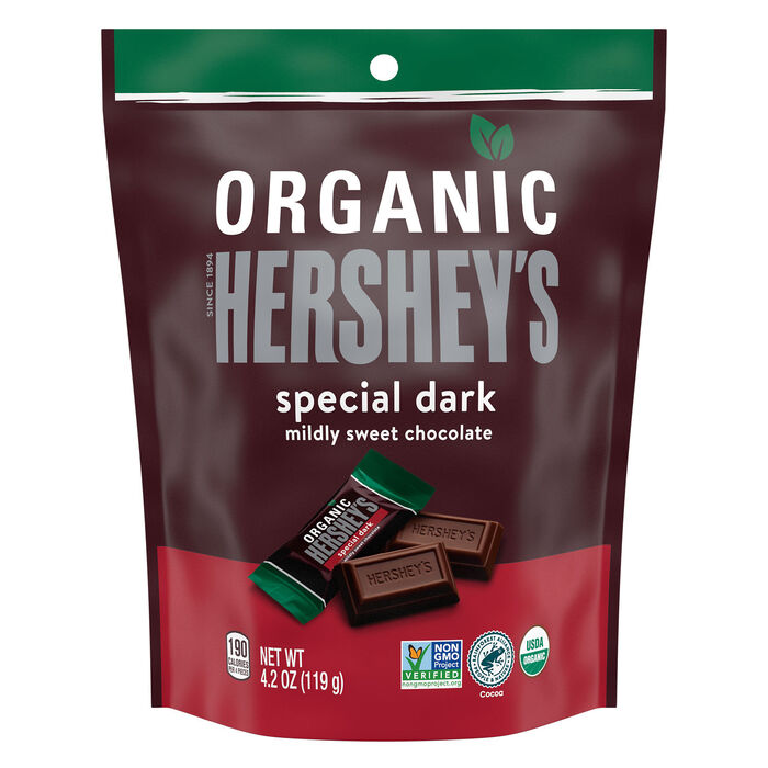 Image of HERSHEY'S ORGANIC Special Dark Chocolate Miniatures 4.2oz Candy Bag Packaging