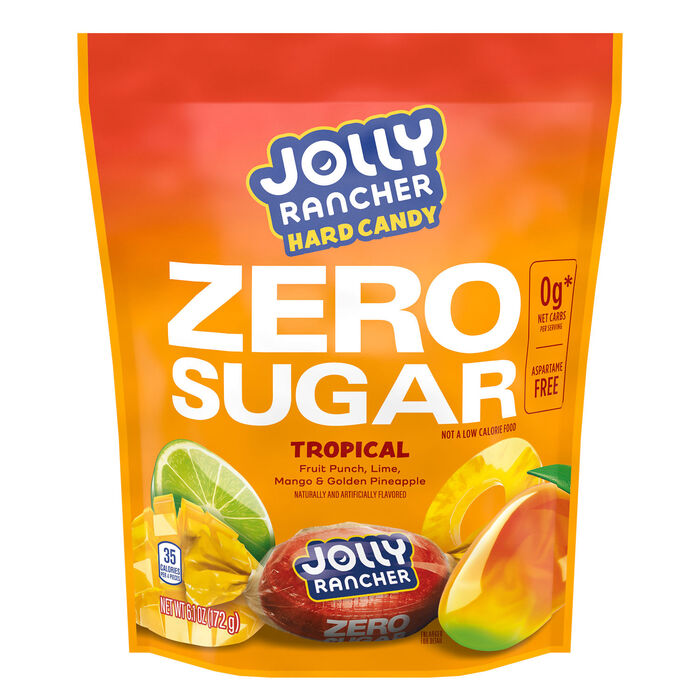 Image of JOLLY RANCHER Zero Sugar Tropical Fruit Flavored Hard Candy Bag, 6.1 oz Packaging
