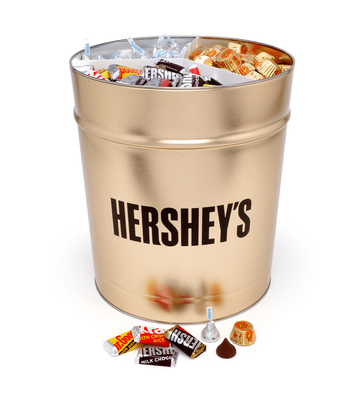 HERSHEY'S Gold Gift Tin with Milk and Dark Chocolate Assorted Mix Candy 15 lbs.