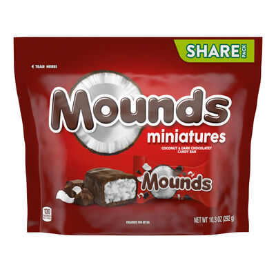 MOUNDS Dark Chocolate Coconut Miniatures 10.30oz Candy Bag