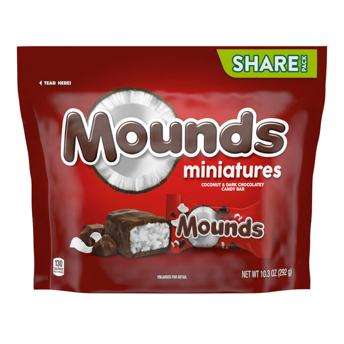 Image of MOUNDS Dark Chocolate Coconut Miniatures 10.30oz Candy Bag Packaging