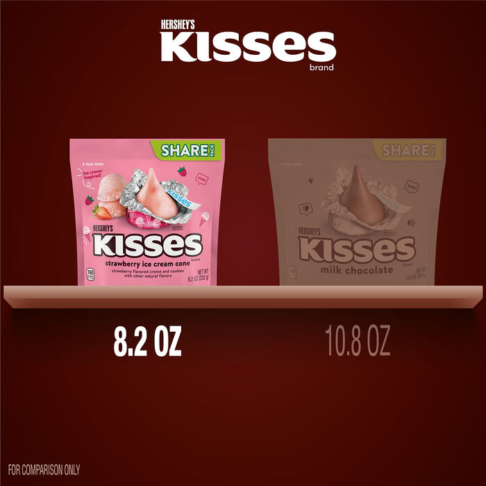 Image of HERSHEY'S KISSES Strawberry Ice Cream Cone Flavored Candy Share Pack, 8.2 oz Packaging