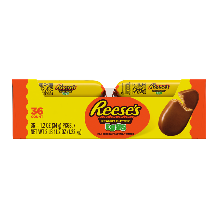 Image of REESE'S Milk Chocolate Peanut Butter Egg, Easter Candy Pack, 1.2 oz (36 Count) Packaging