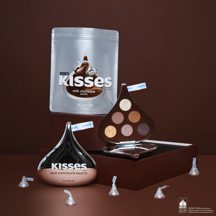Image of Hershey's Kisses x Glamlite Milk Chocolate Eyeshadow Palette Packaging