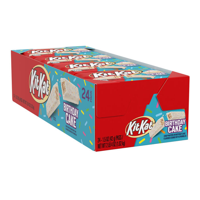 Image of KIT KAT® Birthday Cake Flavored Wafer Candy Bars, 1.5 oz (24 Count) Packaging