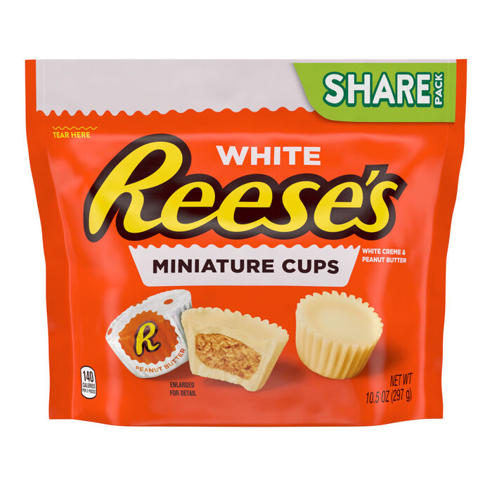 Image of REESE'S White Creme Peanut Butter Cups Miniatures 10.5oz Candy Bag Packaging