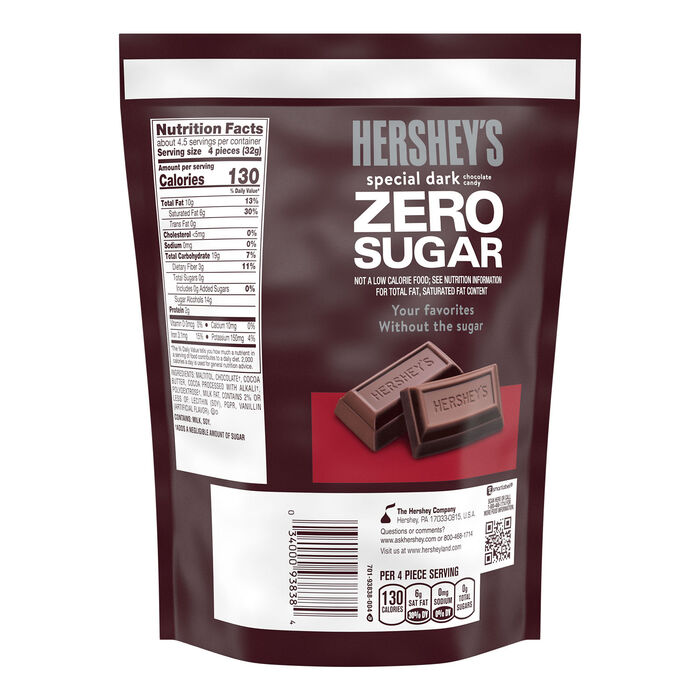 Image of HERSHEY'S ZERO SPECIAL DARK Chocolate Miniatures 5.1oz Candy Bag Packaging