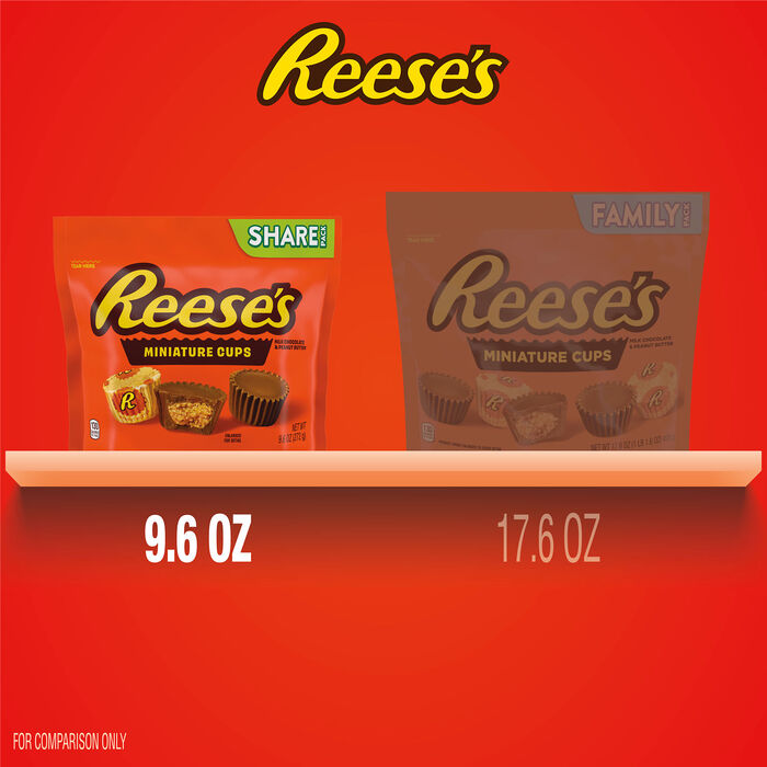 Image of REESE'S Miniatures Milk Chocolate Peanut Butter Cups Candy Share Pack, 9.6 oz Packaging