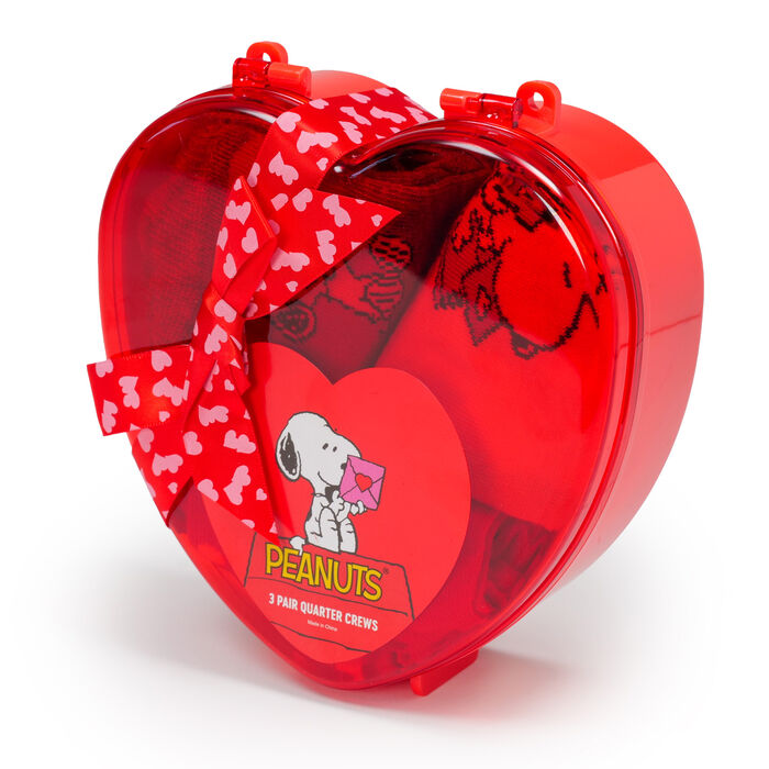 Image of Snoopy™ 3-Pack Valentine's Socks Set Packaging