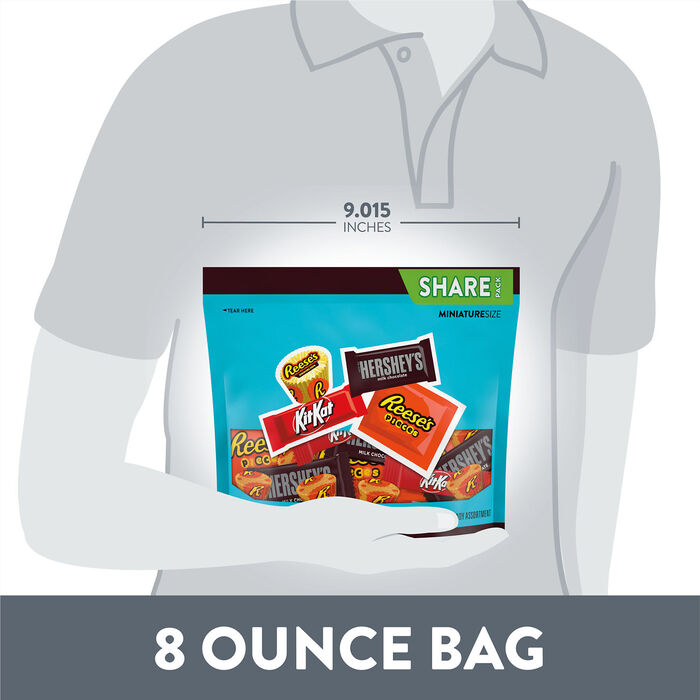 Image of HERSHEY'S, KIT KAT&reg; and REESE'S Miniatures Assorted Flavored Candy Share Pack, 8 oz Packaging