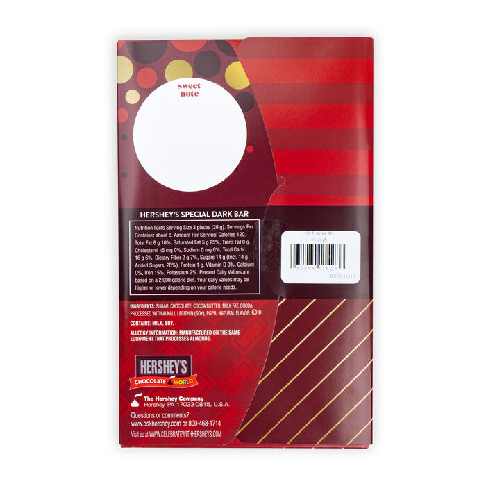 Image of HERSHEY’S SPECIAL DARK 7.56 oz Candy Bar with Thank You Sleeve Packaging