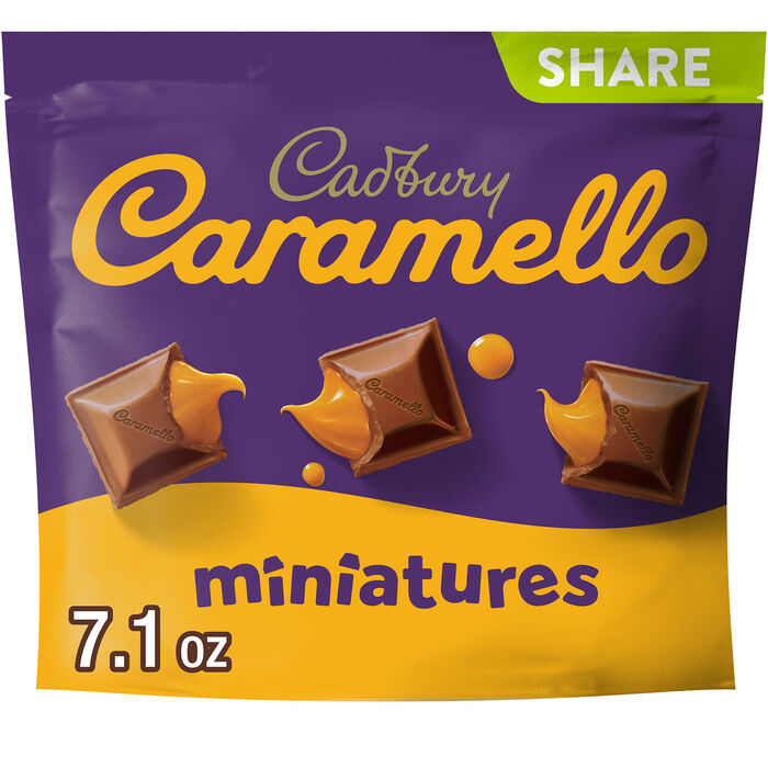 Image of CADBURY CARAMELLO Miniatures Milk Chocolate Caramel Candy Share Pack, 7.1 oz Packaging