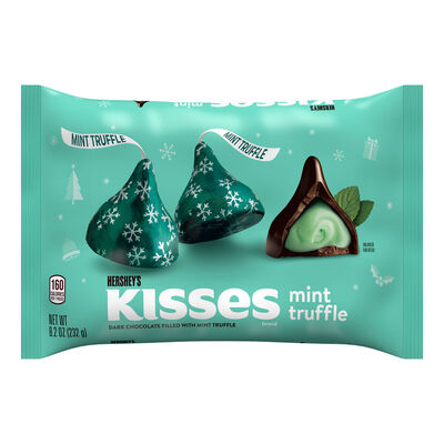 HERSHEY'S KISSES Mint Truffle Flavored, Christmas , Candy Bag, 8.2 oz