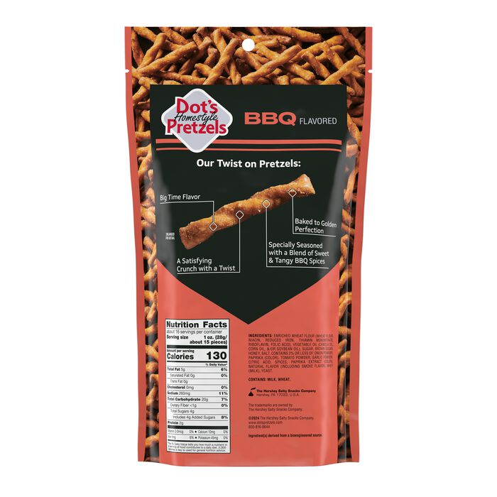 Image of DOT'S HOMESTYLE PRETZELS BBQ Seasoned Pretzel Twists, 16oz bag Packaging