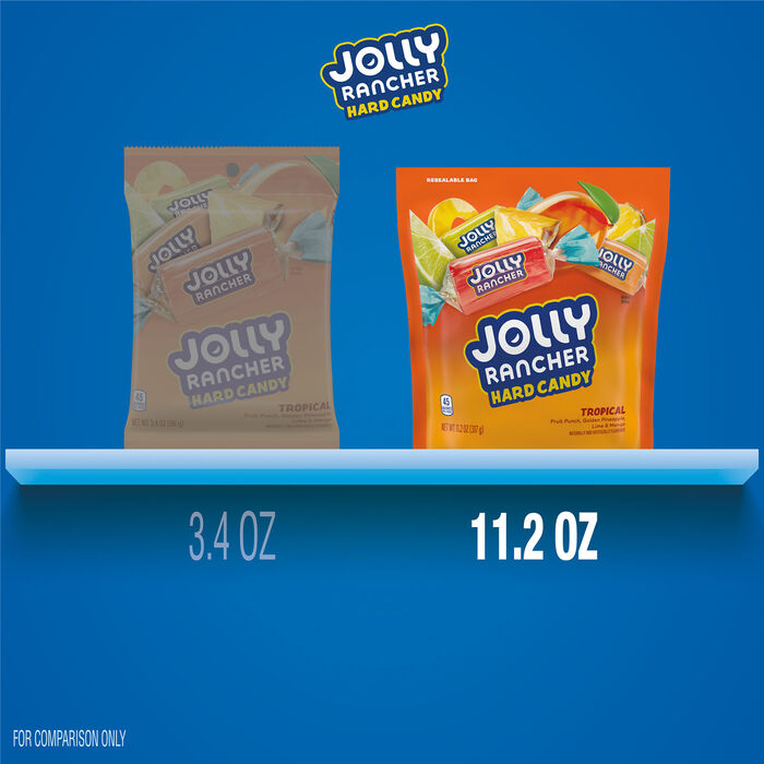 Image of JOLLY RANCHER Assorted Tropical Fruit Flavored Hard Candy Bag, 11.2 oz Packaging