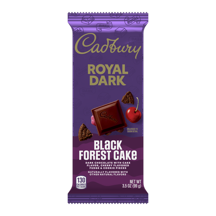 Image of CADBURY ROYAL DARK Black Forest Cake Chocolate Bar X-Large Bar, 3.5 oz Packaging
