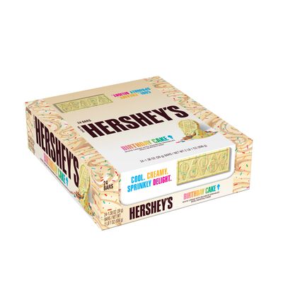 HERSHEY'S Birthday Cake Ice Cream Flavored Standard Size Candy Bar, 1.38oz (24 Count)