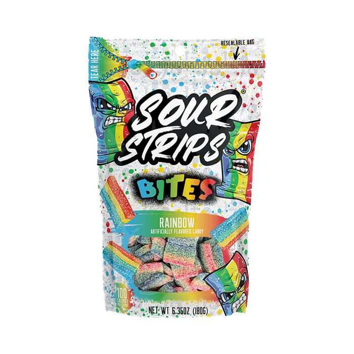Image of Sour Strips Rainbow Bites Candy Bag, 6.35oz Packaging