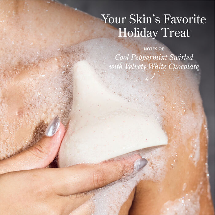 Image of Limited-Edition Beekman 1802 x HERSHEY'S KISSES Candy Cane Goat Milk Soap 3.5 oz Packaging