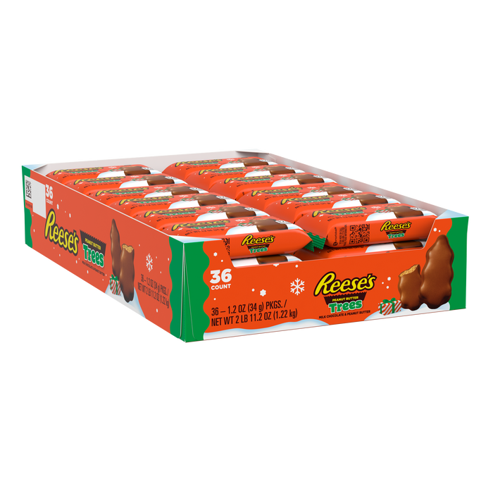 Image of REESE'S Milk Chocolate Peanut Butter Trees, Christmas Candy Packs, 1.2 oz (36 Count) Packaging