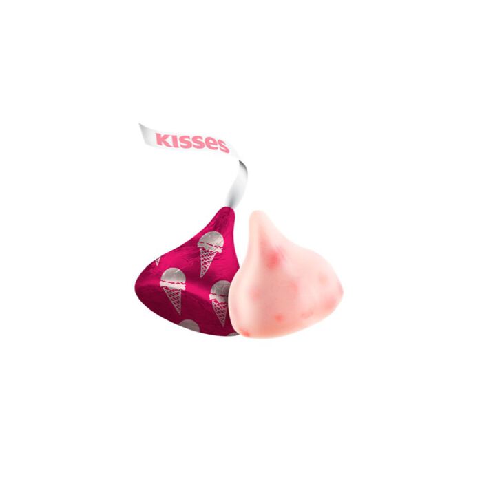 Image of HERSHEY'S KISSES Strawberry Ice Cream Cone Flavored Candy Share Pack, 8.2 oz Packaging