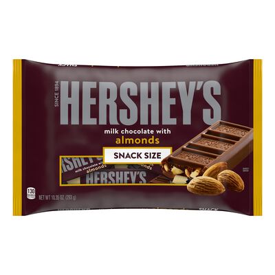 HERSHEY'S Milk Chocolate with Almonds Snack Size, Candy Bars Bag, 10.35 oz
