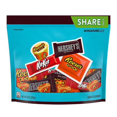HERSHEY'S, KIT KAT&reg; and REESE'S Miniatures Assorted Flavored Candy Share Pack, 8 oz