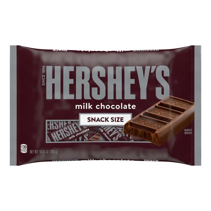 Image of HERSHEY'S Milk Chocolate Snack Size, Candy Bars Bag, 10.35 oz Packaging