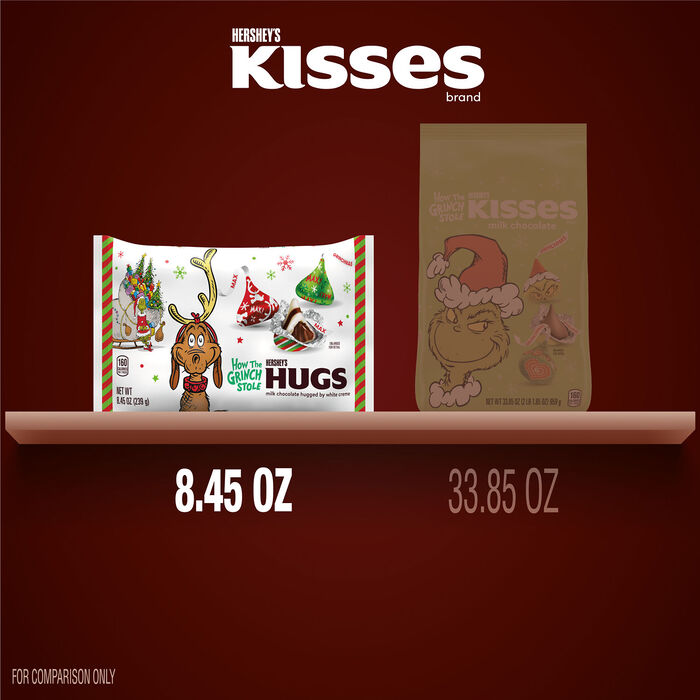 Image of HERSHEY'S HUGS Grinch Milk Chocolate and White Creme, Christmas , Candy Bag, 8.45 oz Packaging